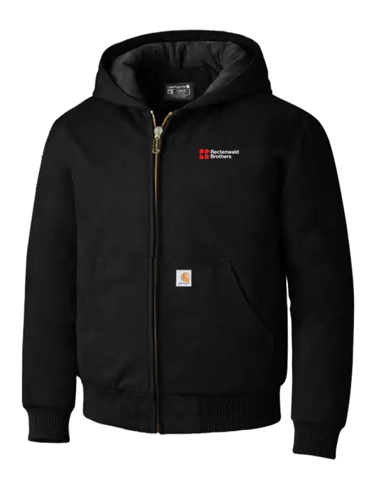 Carhartt Black Quilted-Flannel-Lined Duck Active Jacket w/Rectenwald Brothers