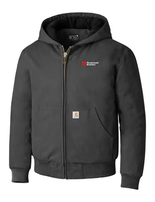 Carhartt Dark Grey Quilted-Flannel-Lined Duck Active Jacket w/Rectenwald Brothers