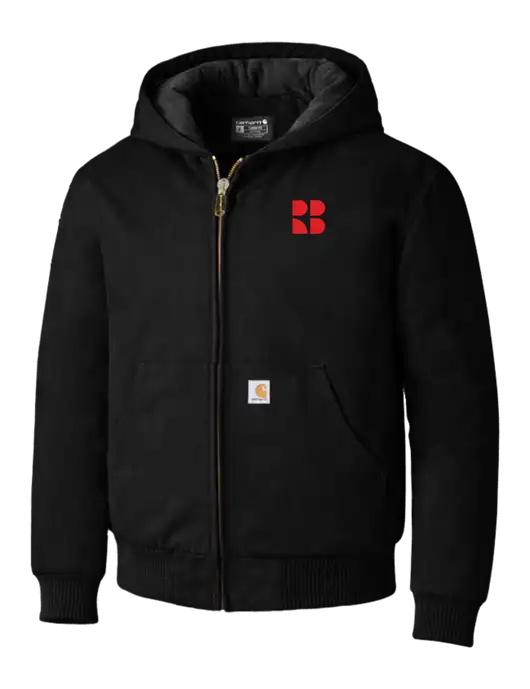Carhartt Black Quilted-Flannel-Lined Duck Active Jacket w/RB Logo