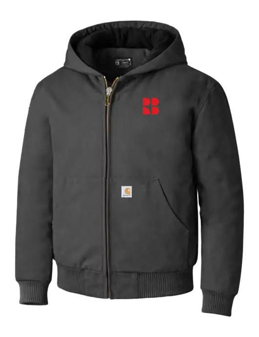 Carhartt Dark Grey Quilted-Flannel-Lined Duck Active Jacket w/RB Logo