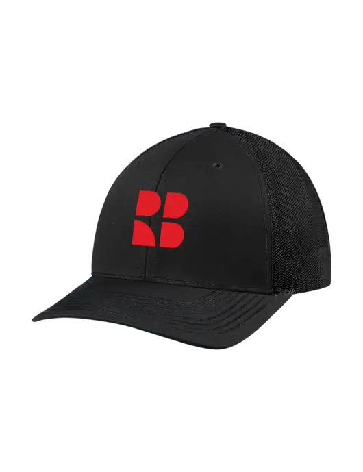 Richardson Adjustable Snapback Original 112 Trucker Cap Black w/Black Mesh w/RB Logo