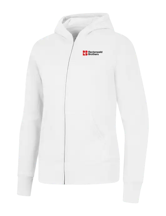 White Womens Core Fleece Full-Zip Hooded Sweatshirt w/Rectenwald Brothers