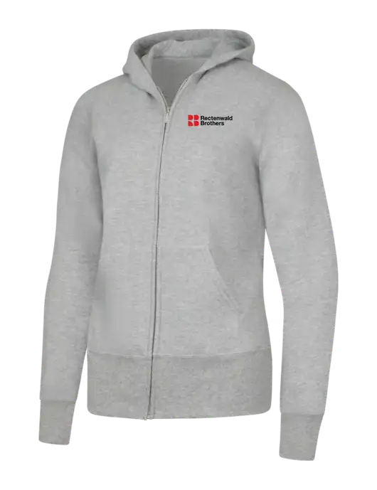 Grey Heather Womens Core Fleece Full-Zip Hooded Sweatshirt w/Rectenwald Brothers