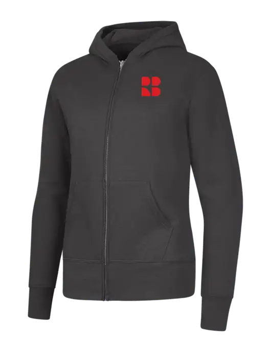 Charcoal Womens Core Fleece Full-Zip Hooded Sweatshirt w/RB Logo