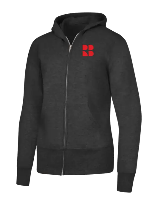 Dark Heather Grey Womens Core Fleece Full-Zip Hooded Sweatshirt w/RB Logo