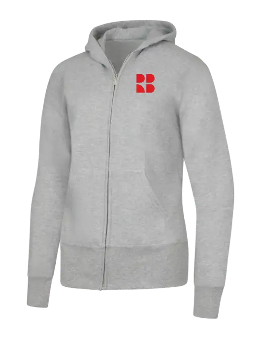 Grey Heather Womens Core Fleece Full-Zip Hooded Sweatshirt w/RB Logo