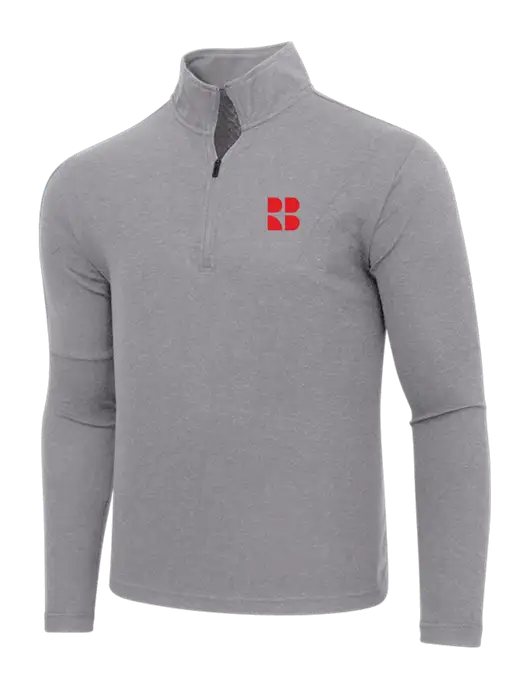 Adidas Medium Grey Melange 3 Stripes Quarter Zip Sweater w/RB Logo