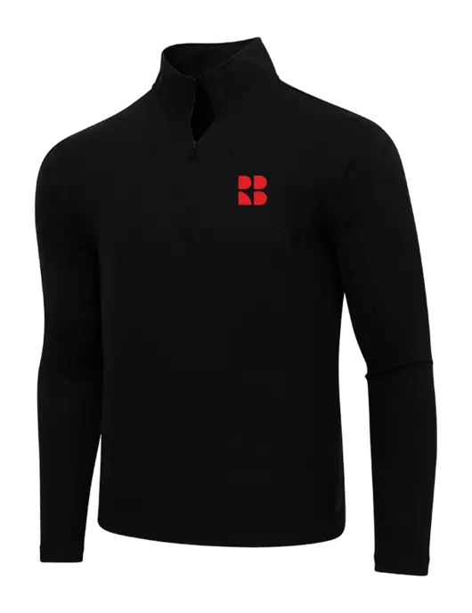 Adidas  Black Melange 3 Stripes Quarter Zip Sweater w/RB Logo