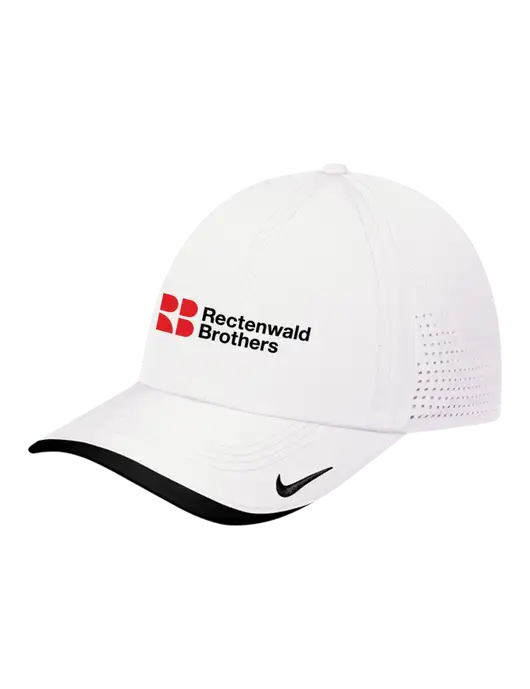 Nike White/Black Dri-FIT Perforated Performance Cap w/Rectenwald Brothers