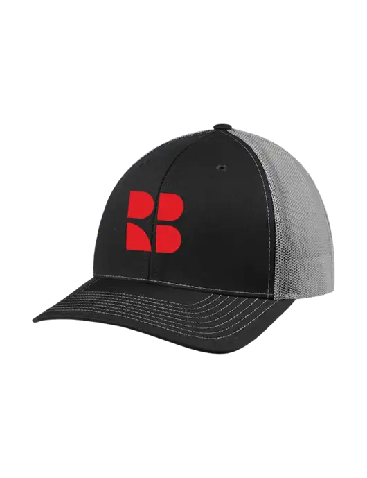 Richardson Adjustable Snapback Original 112 Trucker Cap Black w/Charcoal Mesh w/RB Logo