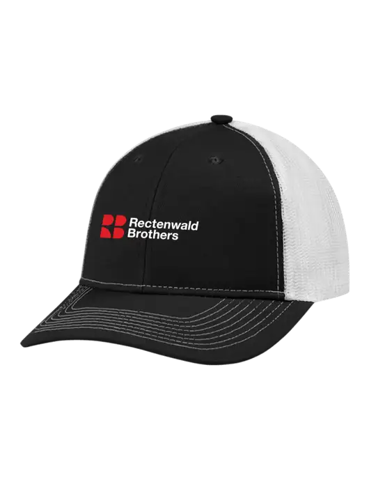 Snapback Ponytail Trucker Cap Black w/White Mesh w/Rectenwald Brothers