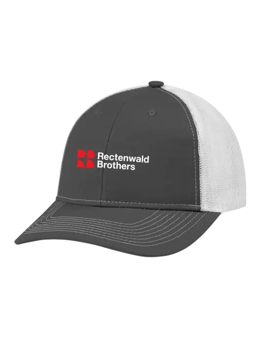 Snapback Ponytail Trucker Cap Dark Grey w/White Mesh w/Rectenwald Brothers
