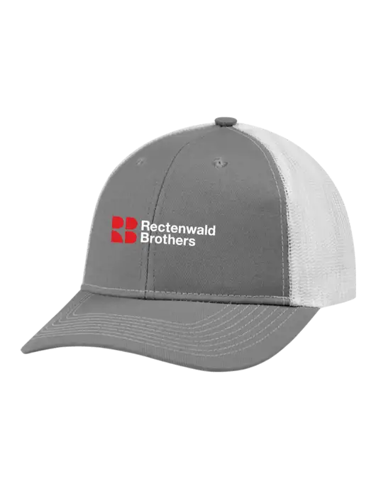 Snapback Ponytail Trucker Cap Light Medium Heather Grey w/White Mesh w/Rectenwald Brothers