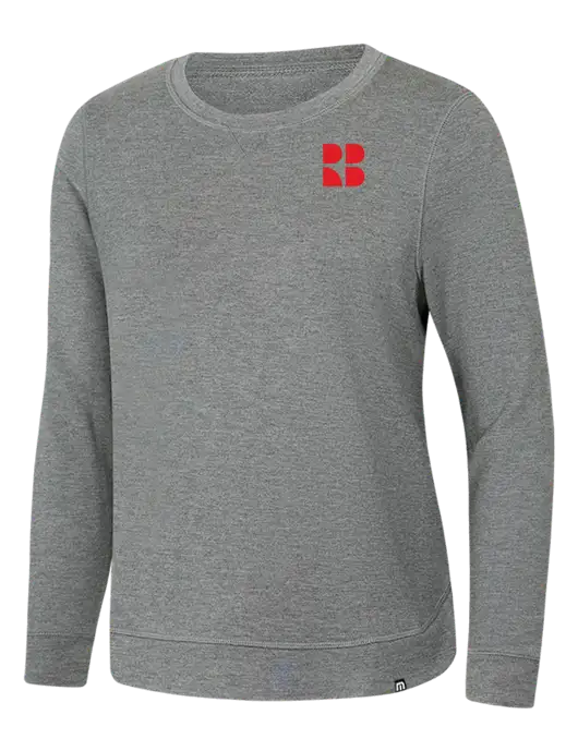 TravisMathew Womens Light Grey Heather Lightweight Long Weekend Crew w/RB Logo