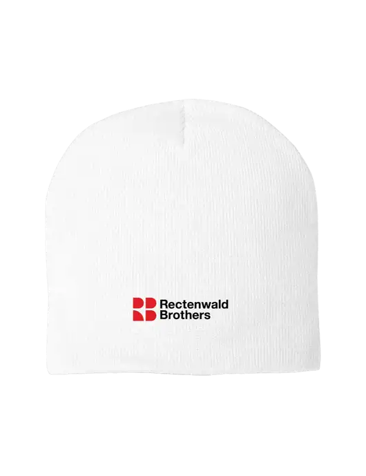 Solid White Element Knit Beanie w/Rectenwald Brothers