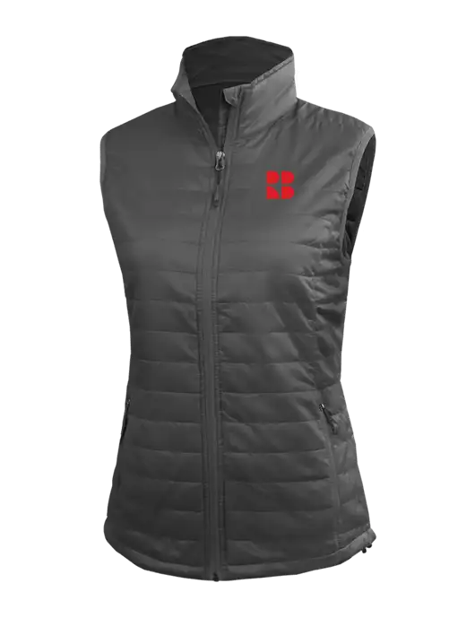 Womens Packable Dark Grey Puffy Vest w/RB Logo