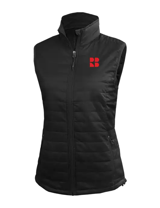Womens Packable Black Puffy Vest w/RB Logo