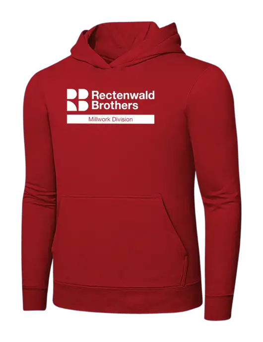 Bright Red 8.5 oz Ring Spun Hooded Sweatshirt w/Millwork Division
