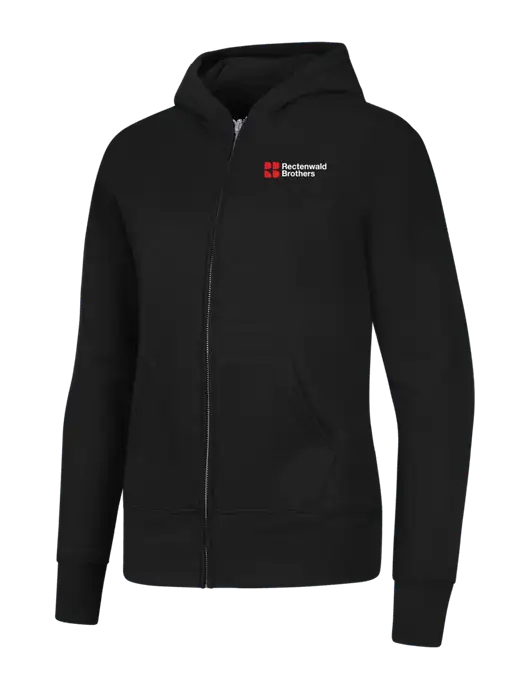 Jet Black Womens Core Fleece Full-Zip Hooded Sweatshirt w/Rectenwald Brothers