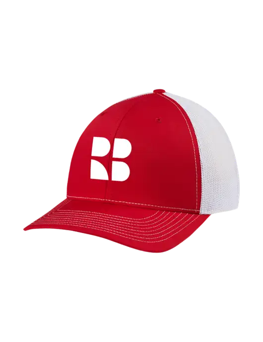 Richardson Adjustable Snapback Original 112 Trucker Cap Red w/White Mesh w/RB Logo