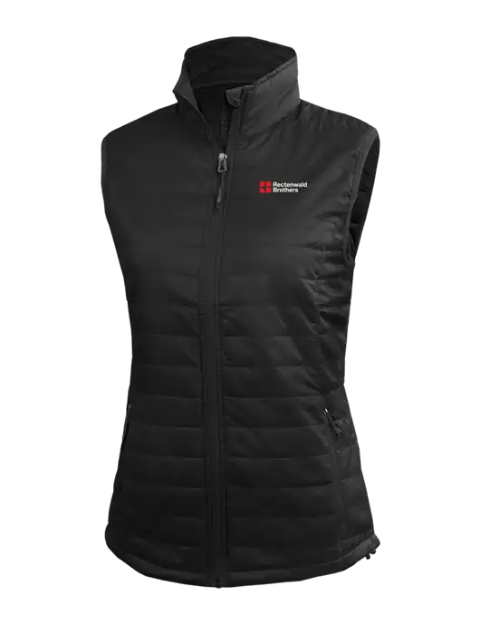Womens Packable Black Puffy Vest w/Rectenwald Brothers