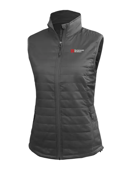 Womens Packable Dark Grey Puffy Vest w/Rectenwald Brothers
