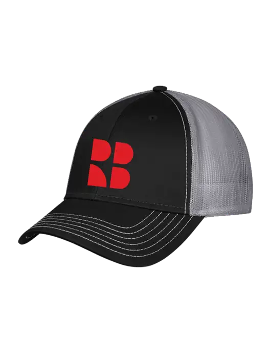 Black & Grey Mesh Trucker Cap Snap Back w/RB Logo