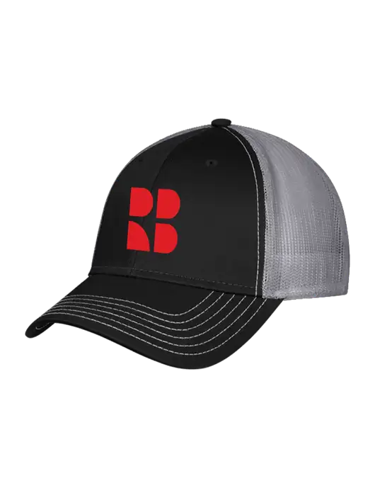 Black & Grey Mesh Trucker Cap Snap Back w/RB Logo