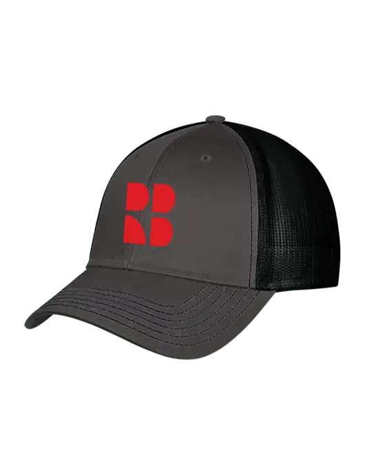 Charcoal & Black Mesh Trucker Cap Snap Back w/RB Logo