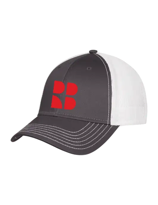Dark Grey/White Mesh Trucker Cap Snap Back w/RB Logo