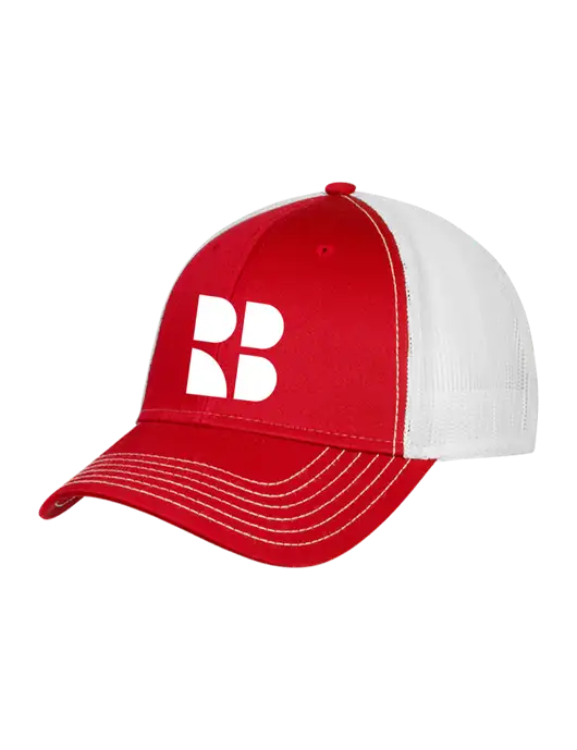 Red/White Mesh Trucker Cap Snap Back w/RB Logo