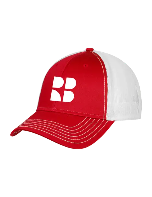 Red/White Mesh Trucker Cap Snap Back w/RB Logo