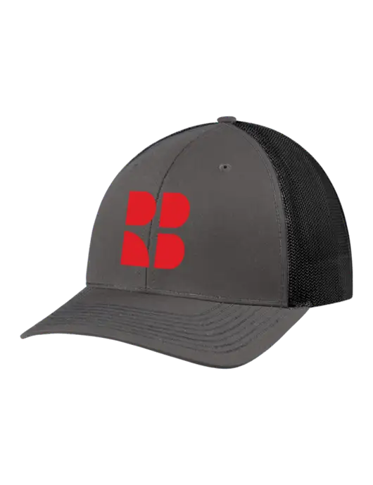 Richardson Adjustable Snapback Original 112 Trucker Cap Dark Grey w/Black Mesh w/RB Logo