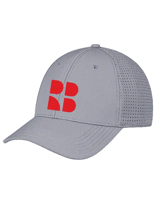 Grey Performance Stretchable Cap Hook & Loop w/RB Logo