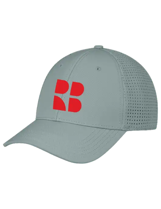 Grey Performance Stretchable Cap Hook & Loop w/RB Logo