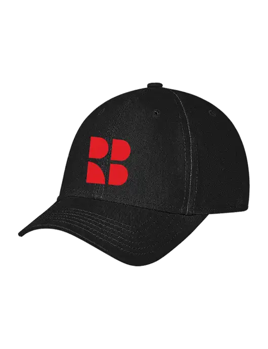 Black Structured Soft Snap Closure Hook & Loop Cap w/RB Logo