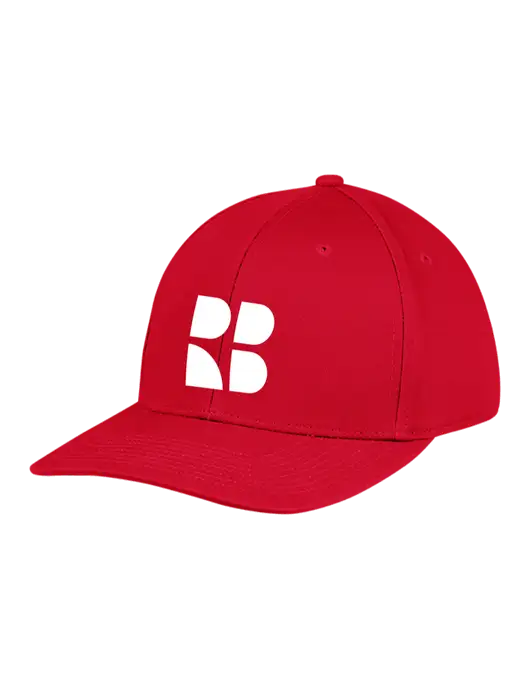 Premium Modern Structured Twill Red Snapback Cap w/RB Logo