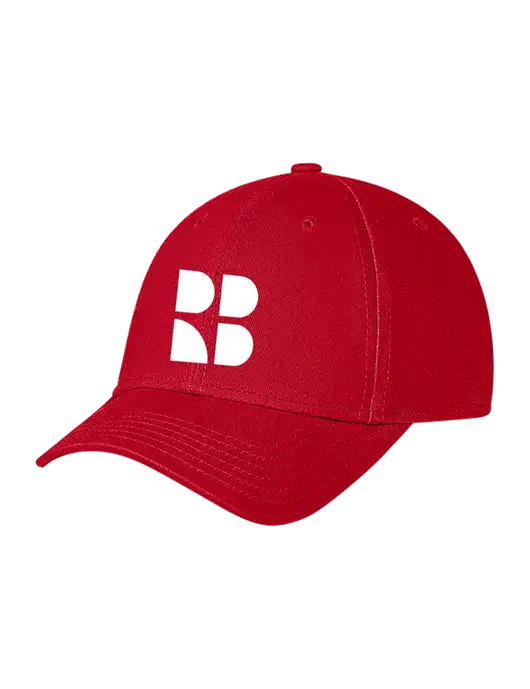 Red Structured Soft Snap Closure Hook & Loop Cap w/RB Logo