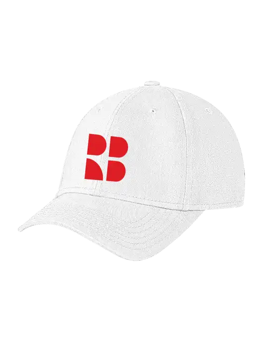 White Structured Soft Snap Closure Hook & Loop Cap w/RB Logo