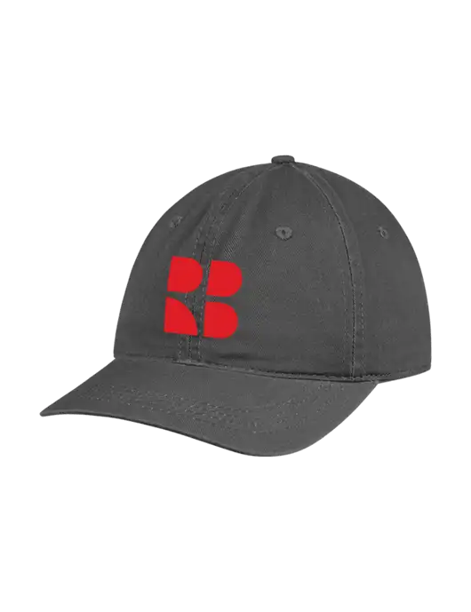 Garment Washed Unstructured Twill Charcoal Cap w/RB Logo