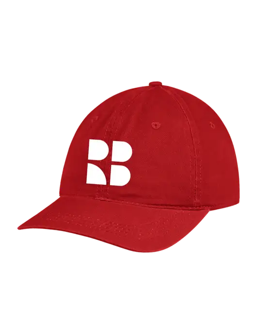 Garment Washed Unstructured Twill Red Cap w/RB Logo