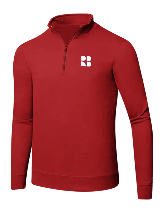 Bright Red 8.5 oz Ring Spun 1/4 Zip Pullover Sweatshirt w/RB Logo