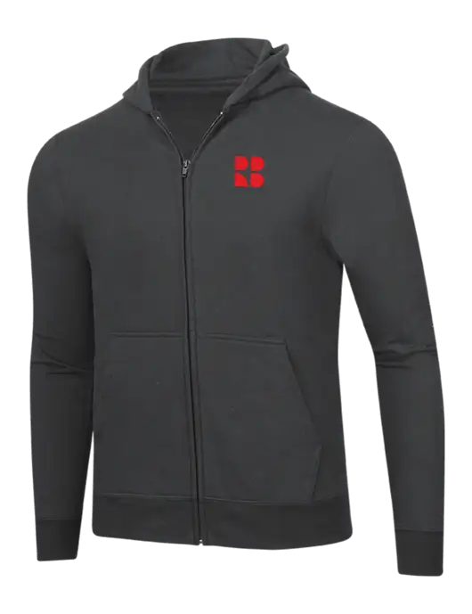 Charcoal 8.5 oz Ring Spun Zip Hooded Sweatshirt w/RB Logo