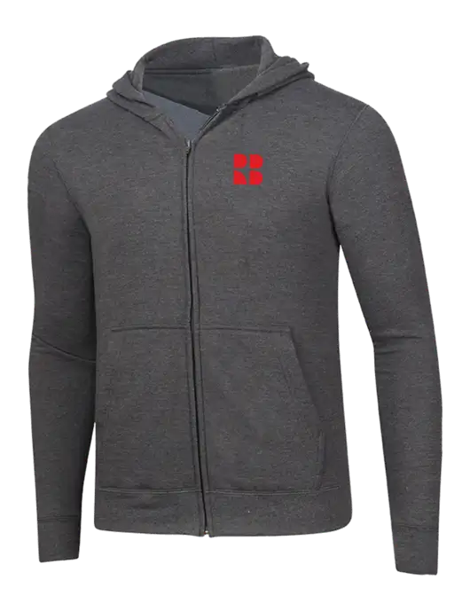 Dark Heather Grey 8.5 oz Ring Spun Zip Hooded Sweatshirt w/RB Logo