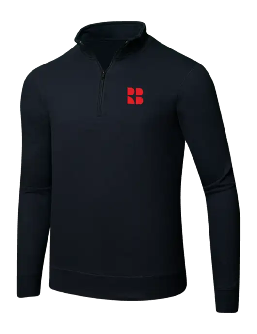 Jet Black 8.5 oz Ring Spun 1/4 Zip Pullover Sweatshirt w/RB Logo