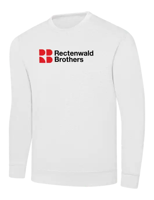 White 7.8 oz Ring Spun Crew Sweatshirt w/Rectenwald Brothers