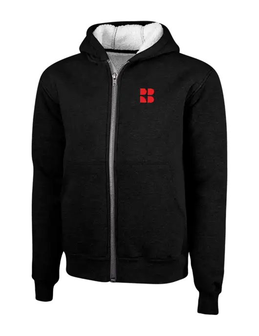 Cornerstone Black Heavyweight Sherpa Lined Hooded Fleece Jacket w/RB Logo
