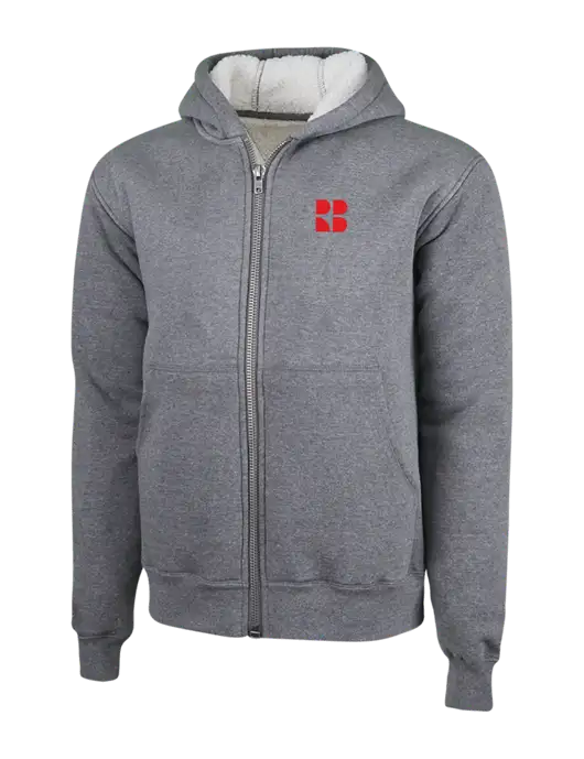 Cornerstone Grey Heather Heavyweight Sherpa Lined Hooded Fleece Jacket w/RB Logo