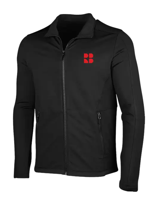 Deep Black Grid Fleece Jacket w/RB Logo