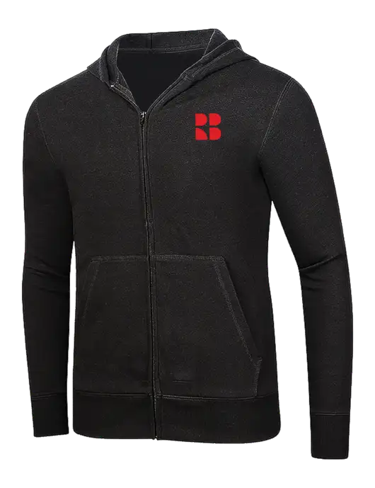 Full-Zip Black Heavyweight Hooded Sweatshirt w/RB Logo